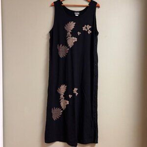VTG Mariko Designer Collection Womens Dress Size 1XL Dark Floral Lagenlook Boho